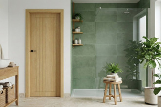 Zielona łazienka – jak ją modnie zaaranżować i dobrać drzwi łazienkowe?
