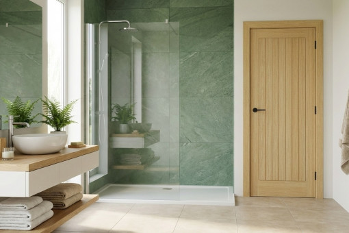 Zielona łazienka – jak ją modnie zaaranżować i dobrać drzwi łazienkowe?