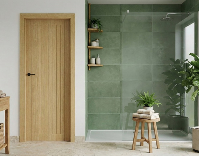 Zielona łazienka – jak ją modnie zaaranżować i dobrać drzwi łazienkowe?
