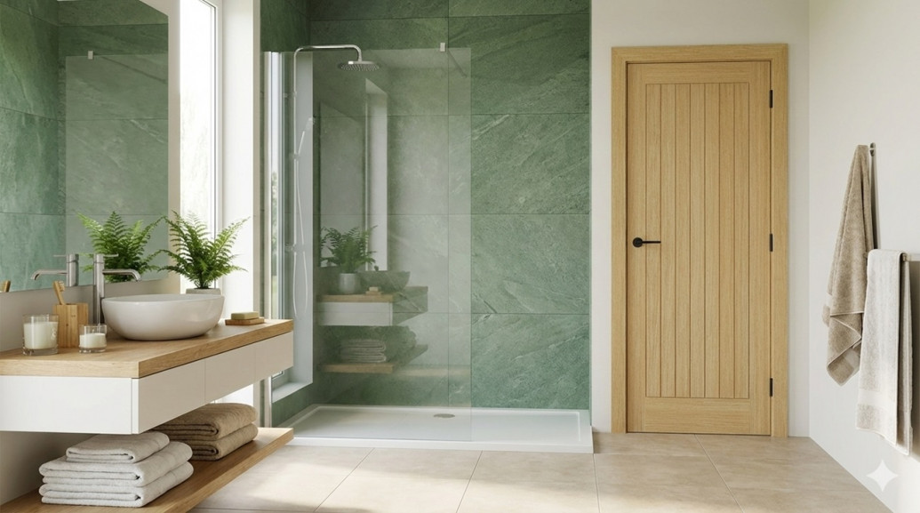 Zielona łazienka – jak ją modnie zaaranżować i dobrać drzwi łazienkowe?