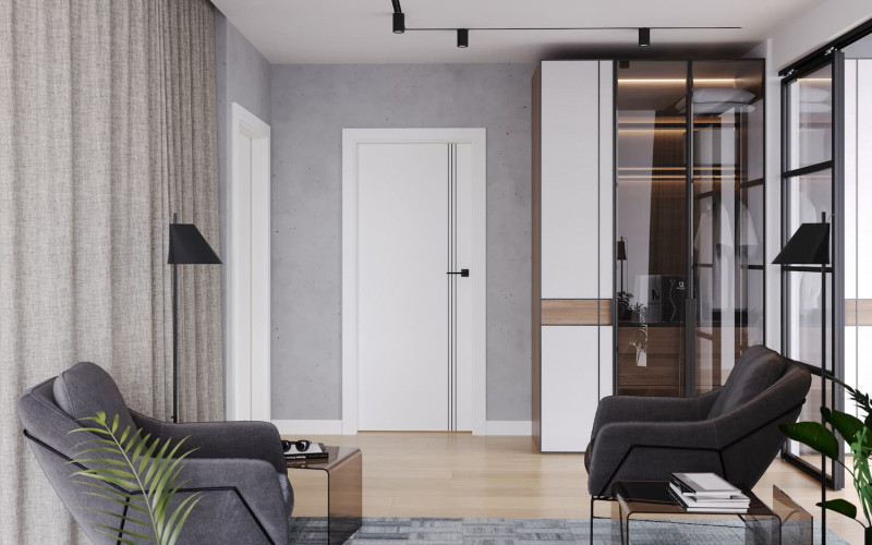 PORTA LINE model B1 Uni kolor biały z czarnymi intarsjami