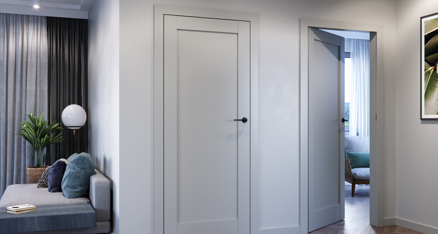 PORTA GRANDE, A0, Farba Akrylowa Uv Szary RAL703,5 osc Ps Elegance, odwrotna Przylga, klamka Azalia Czarny