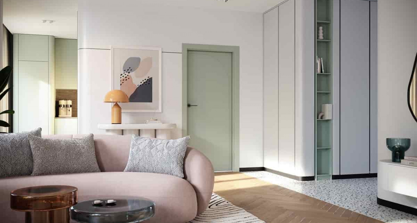 drzwi wewnętrzne pełne PORTA ART DECO model 6_Lakier Uv Premium Plus kolor Szałwia