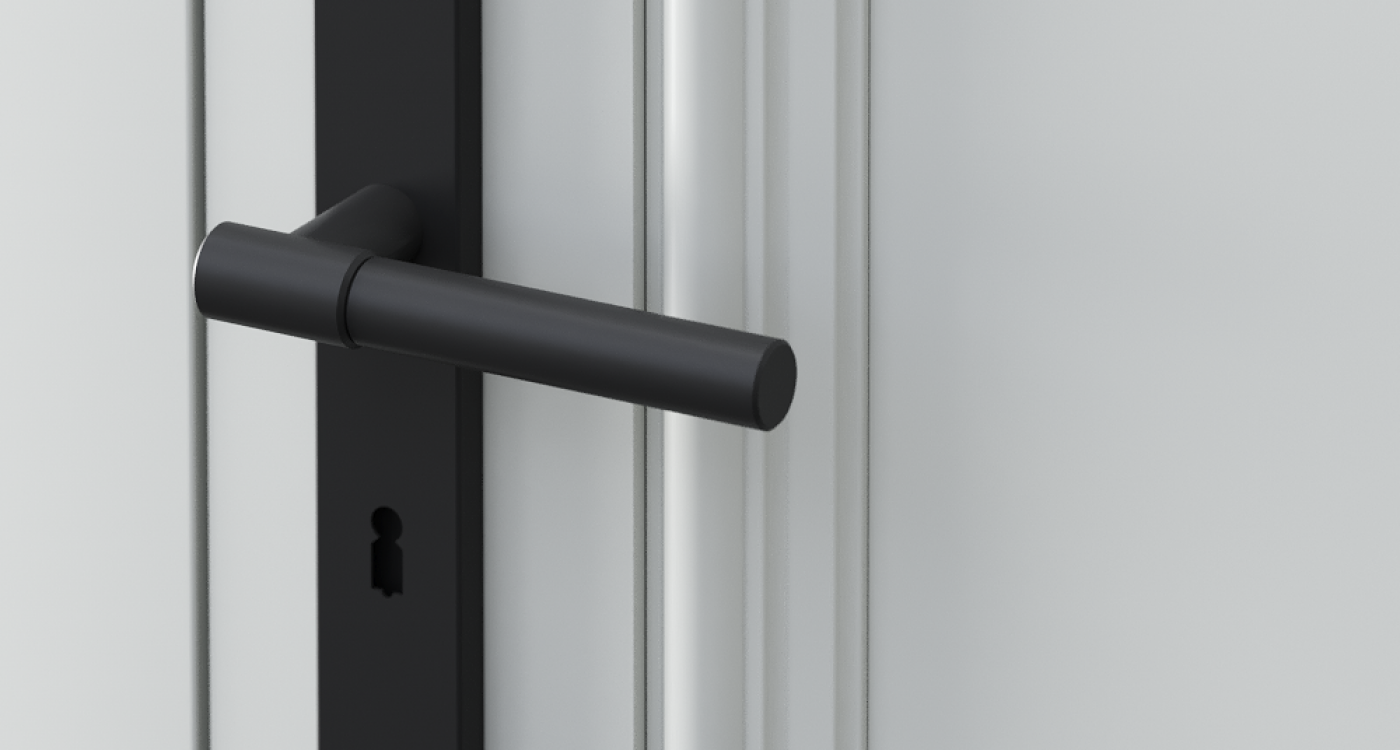 Porta ORNATO_Lakier UV Premium Plus_Szary RAL 7035_klamka Lungo Czarny_detal