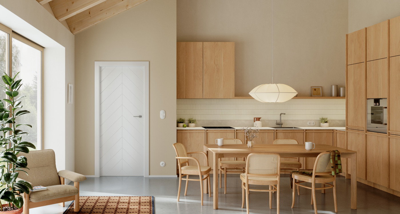 PORTA VECTOR Premium_J_Lakier UV Premium_Biały_Ośc. PS Elegance_Klamka Lago Srebrny_Arn PORTA_Rustic_Poziom