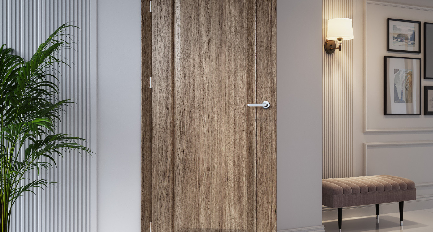 PORTA NOVA_21_Okleina_GRUPA II Portaperfect3d_Dąb Matowy Ciemny_Ośc. PS_Klamka Simplo_Srebrny_Arn_Porta_Classic_Pion
