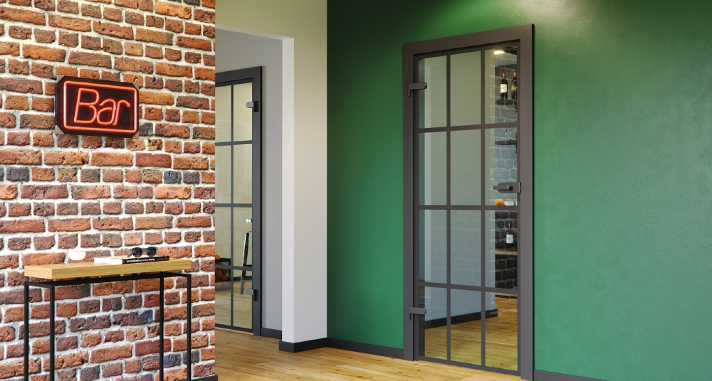 PortaGLASS_taflaPrzezroczystaLoft_malowane szprosy