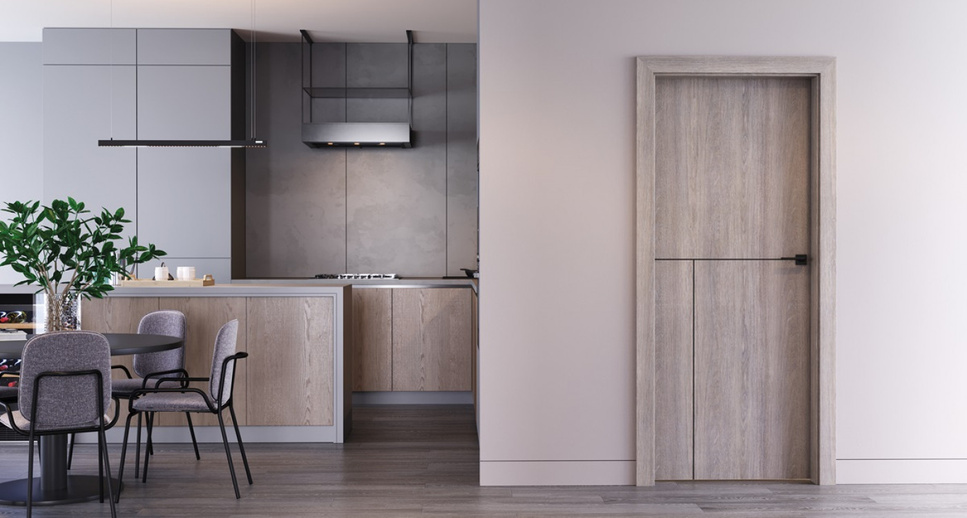 drzwi wewnetrzne z czarna intarsją Porta LINE model L1 kolor Dab Lorenzo