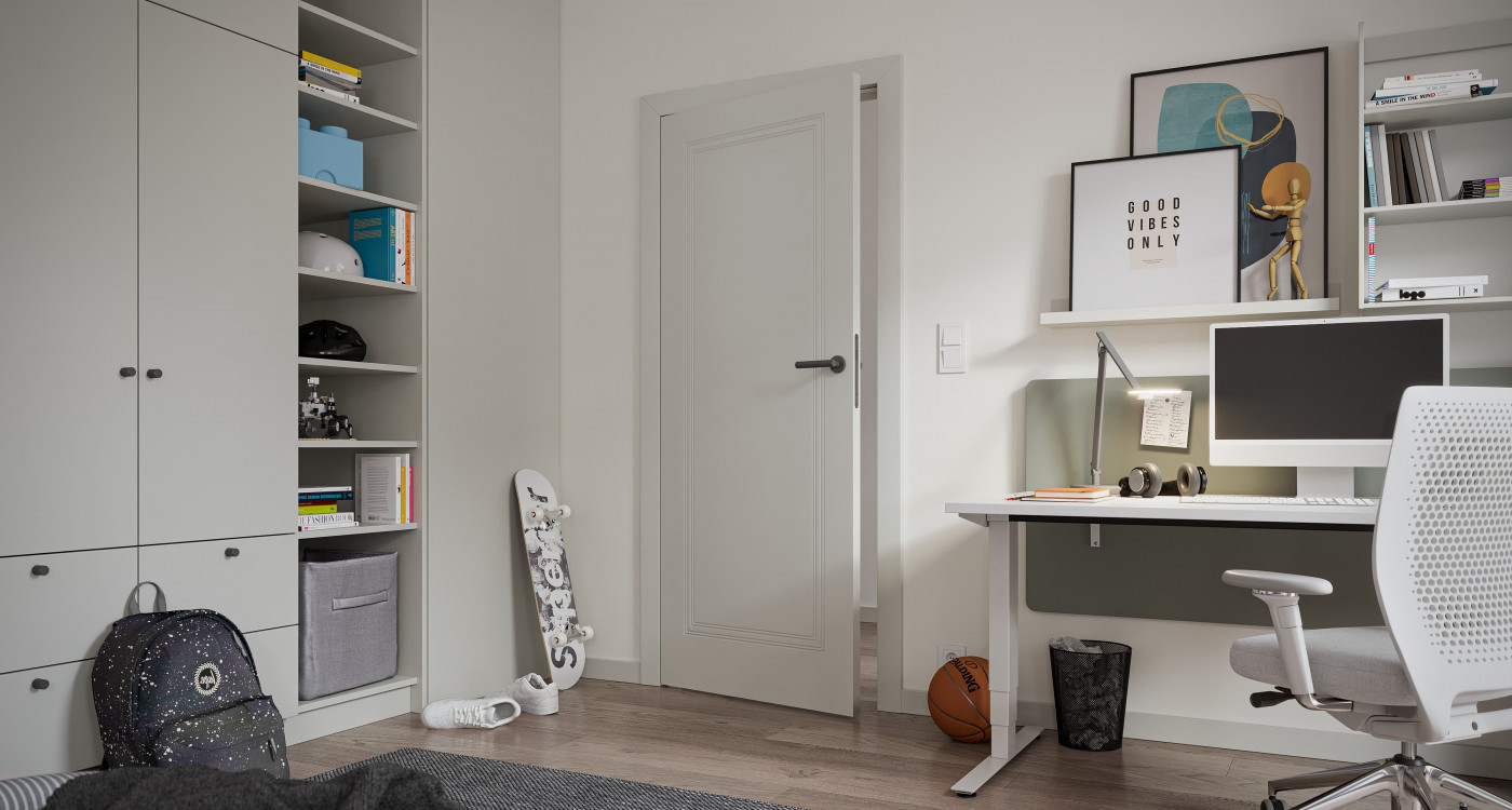 szare drzwi pełne z kolekcji PORTA VECTOR PREMIUM