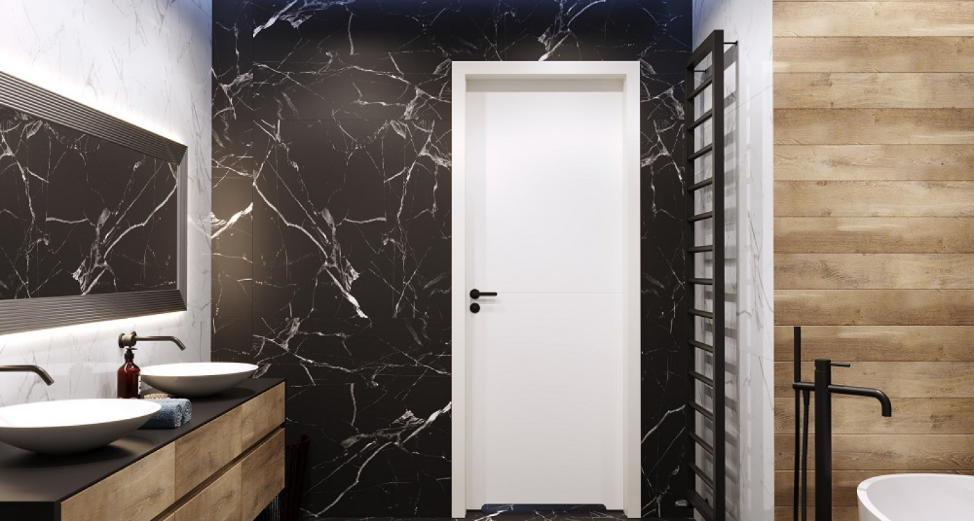 biale drzwi do łazienki PORTA DESIRE_z ościeżnicą stalową