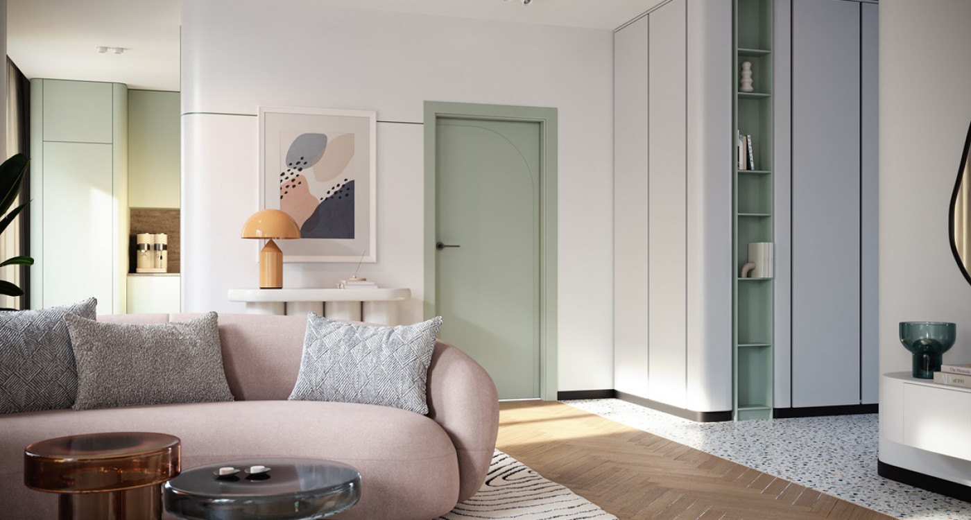 drzwi wewnetrzne PORTA ART DECO model 6 w kolorze Szałwia Lakier Uv Premium Plus