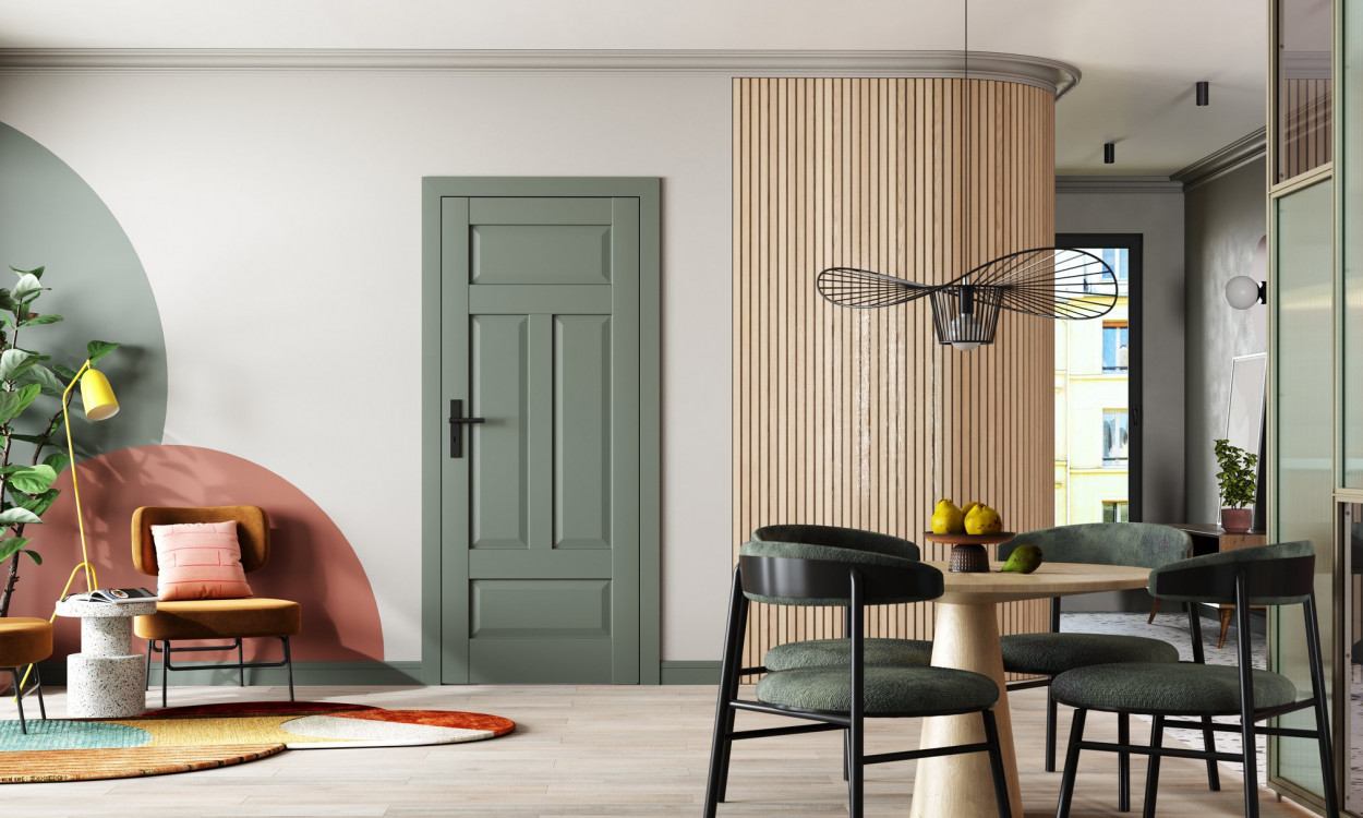 PORTA HARMONY B0, Okleina Portadecor Oliwka, Ośc. PSE, klamka Lungo Czarny