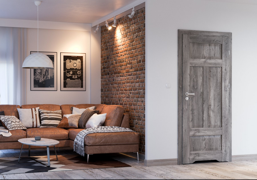 PORTA HARMONY B0, Okleina Portaperfect 3d, Dąb Syberyjski, Ośc. PS, podcięcie Wentylacyjne, klamka Simple Srebrny