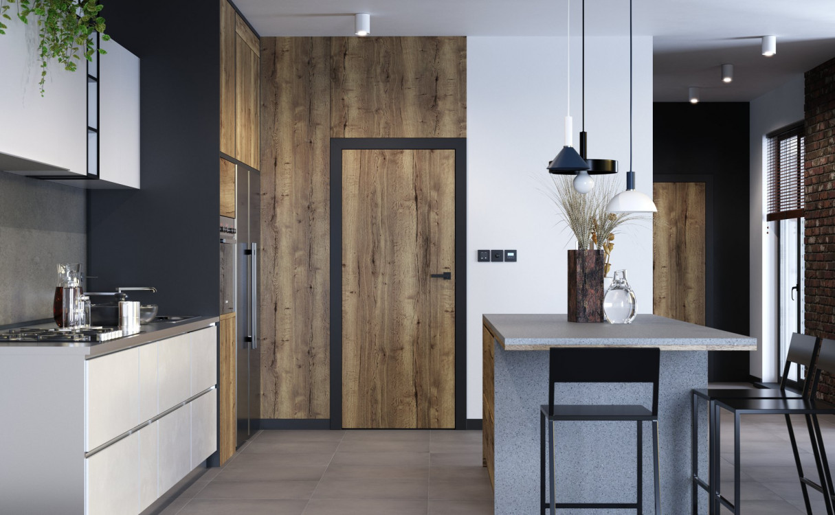 PORTA LOFT 11, Dąb Halifax Tabak, Ośc. PSE, Czarny, Klamka Elegant Czarny