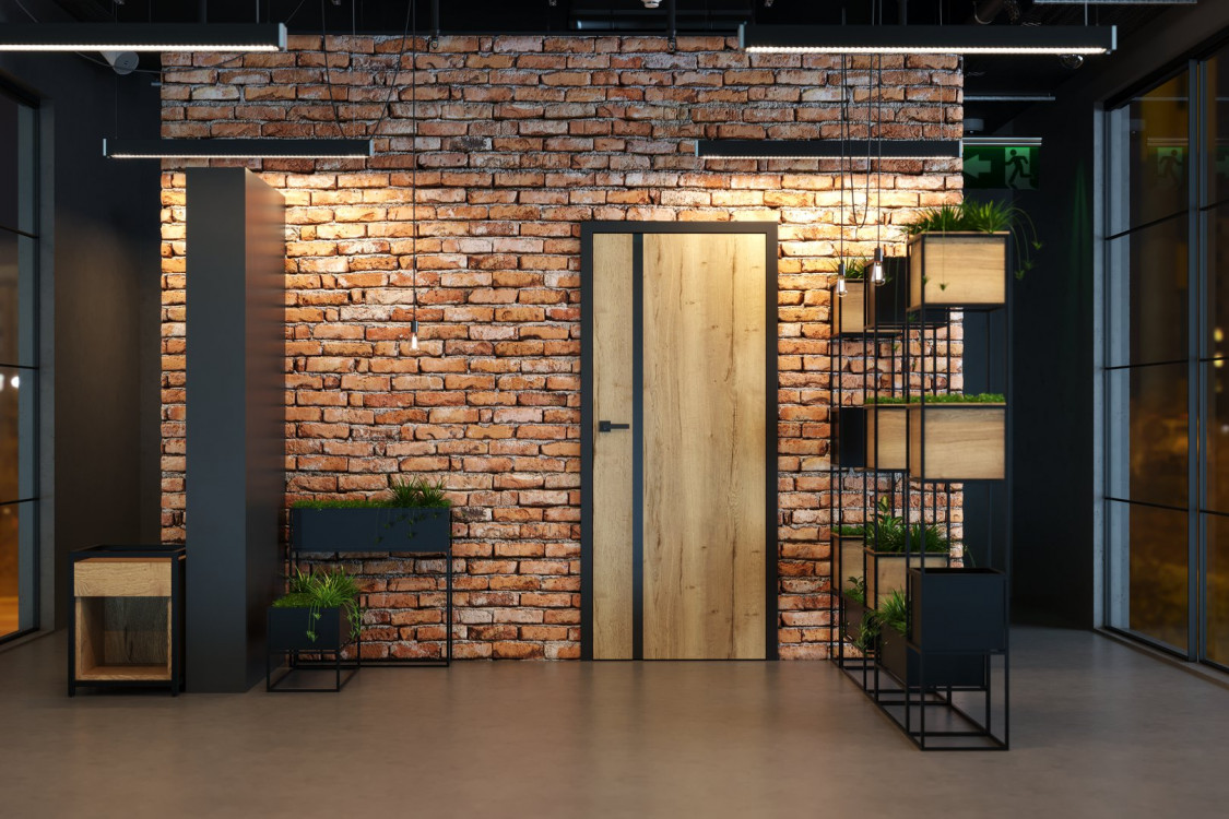 PORTA RESIST 4A, Dąb Halifax Naturalny, Ośc. stalowa PSE, Czarny, Szyba Czarny, Klamka Elegant Czarny