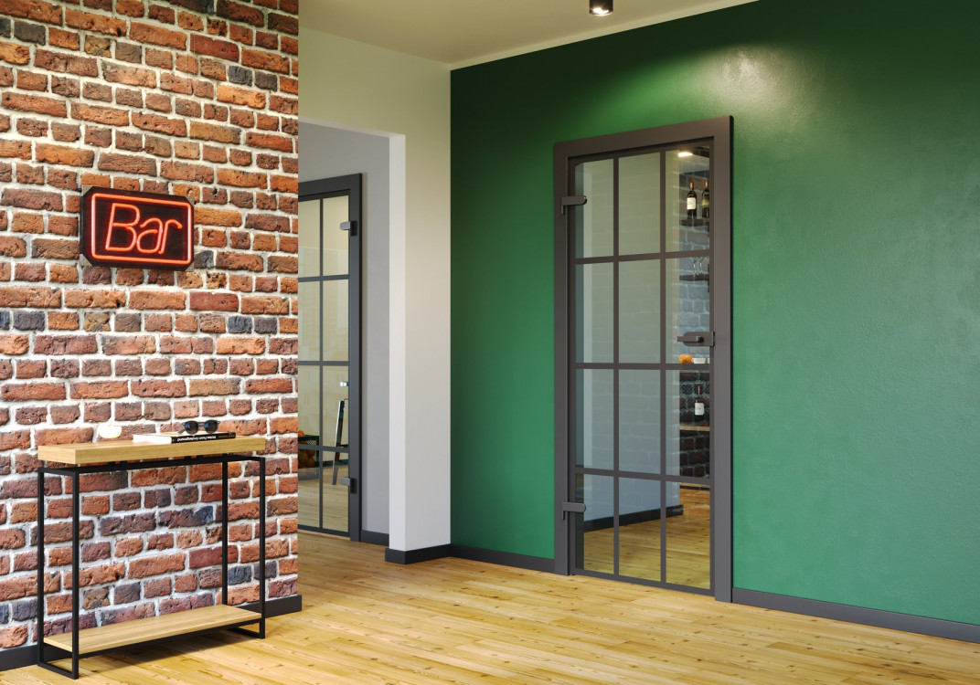 PORTA GLASS Szyba Przezroczysta Szpros, Ośc. PS, Okleina Super Matt, Czarny, Okucia Czarny