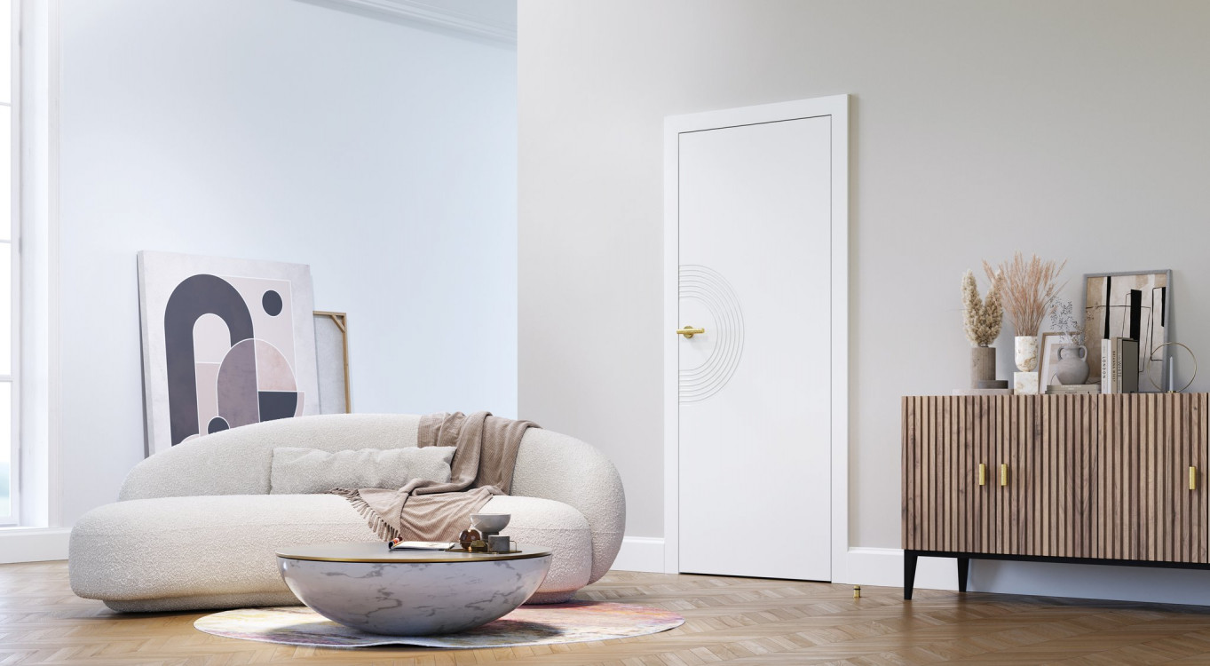 PORTA ART DECO, 2, Lakier UV Premium, Biały, Ośc. PS Elegance, Klamka Azura Złoty