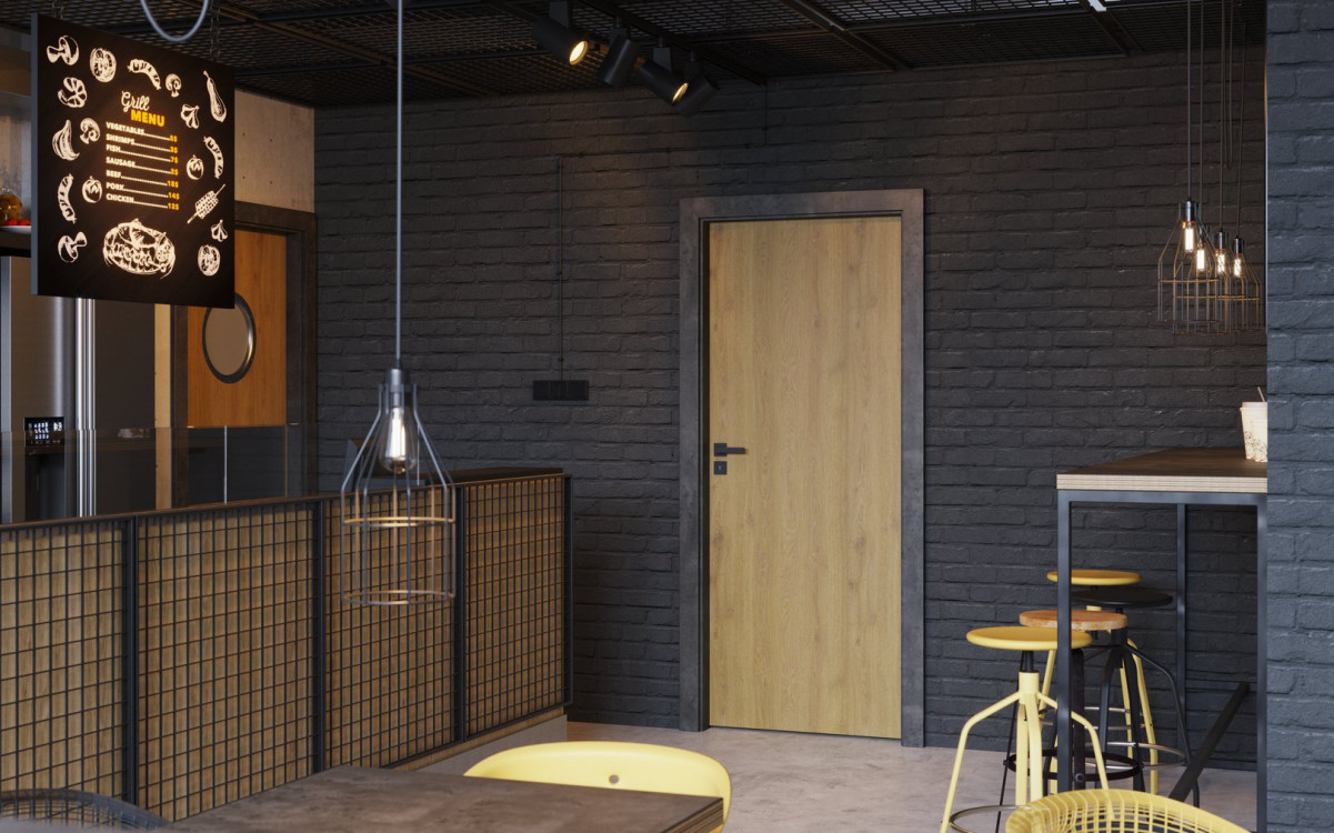 PORTA CPL, 11, Laminat Cpl, Dąb Naturalny, Ośc. PS, Laminat Cpl, Beton Ciemny, Klamka Elegant Czarny