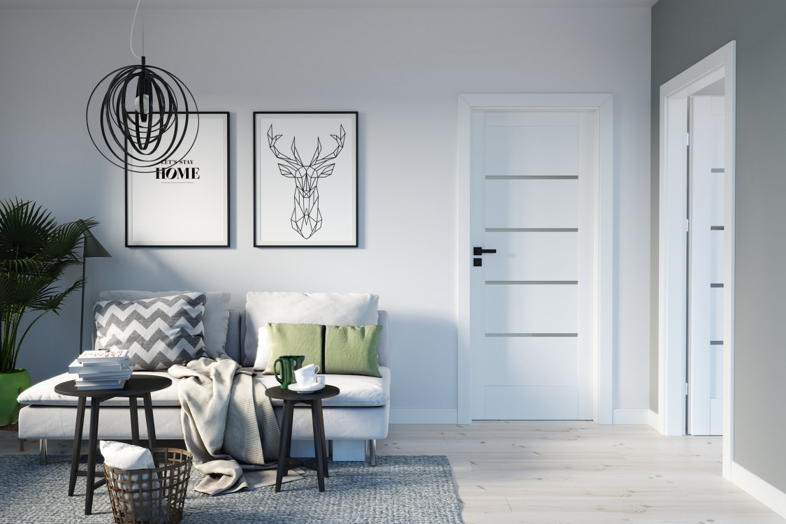 PORTA VERTE HOME G4, Okleina Portadecor, Biały, Ośc. PS, Klamka Elegant Czarny