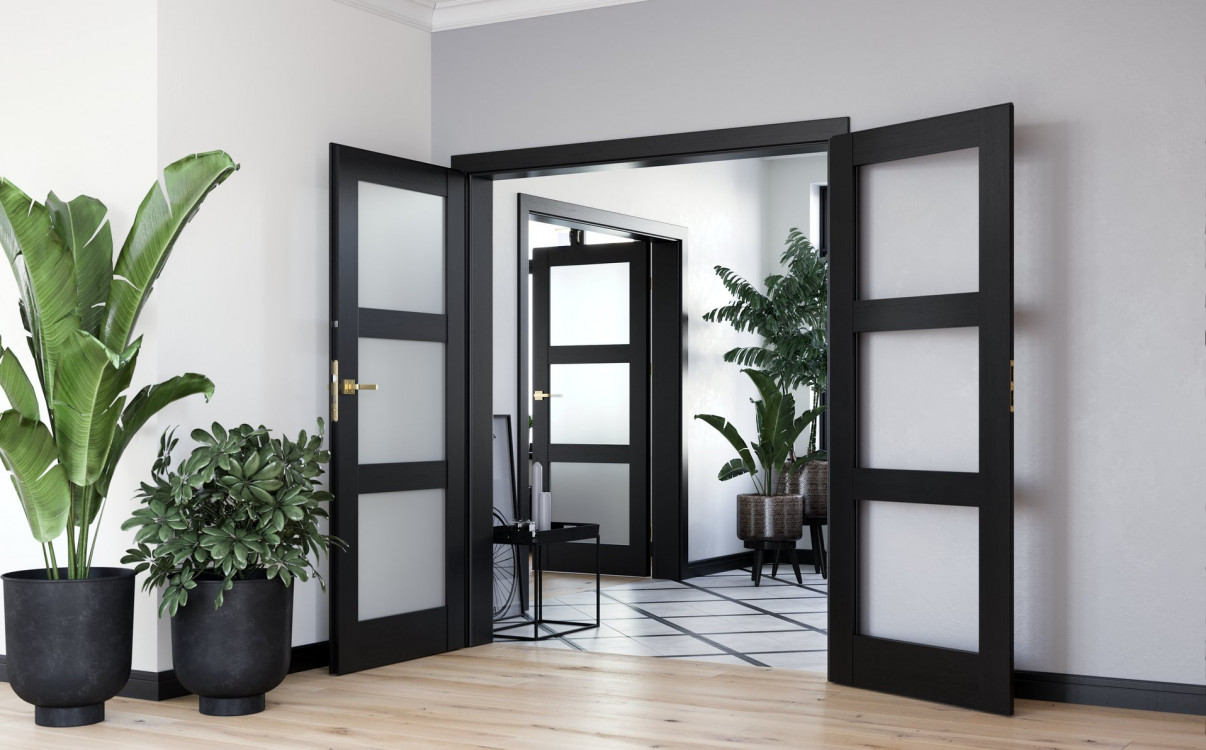 Natura GRANDE, B3, Okleina Naturalna Select, Czarny, Ośc PS, Dable, Klamka Office Złoty Mat