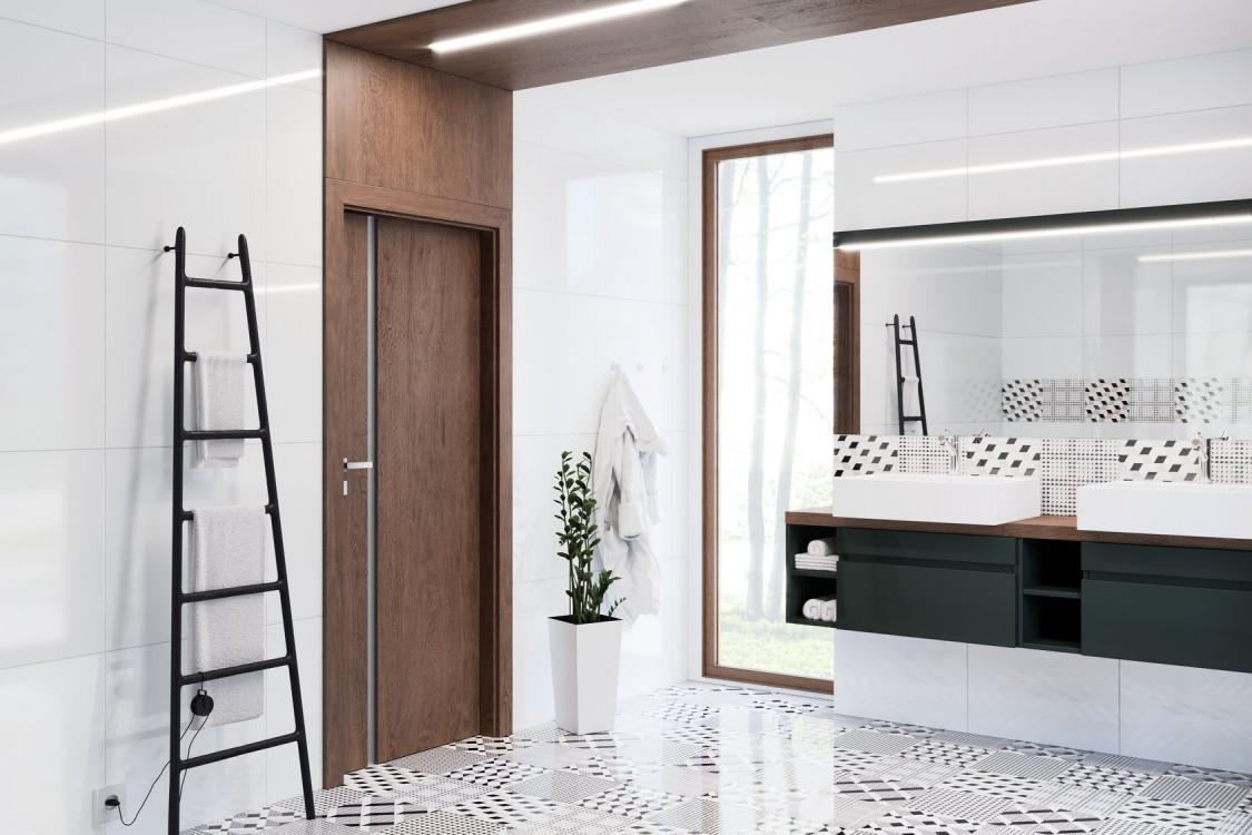 Natura SPACE, G1, Okleina Naturalna Select, Dąb Brunatny, Ośc. PSE, Klamka Next Srebrny Mat