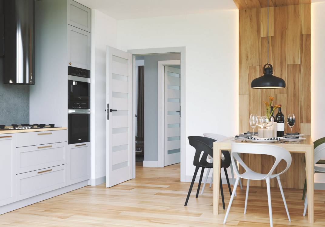 PORTA VERTE HOME D7, Okleina Portadecor, Szary, Ośc. PS, Klamka Brava Czarny