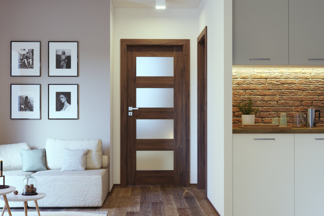 VERTE PREMIUM A4, Okleina Portasynchro 3d Dab Szkarlatny, Ośc. Porta System, klamka Elegant Srebrny