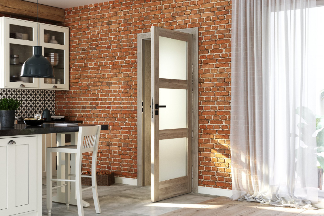 PORTA VERTE HOME N3, Okleina Portasynchro3d, Akacja Srebrna, Ośc. PS, Klamka Elegant Czarny