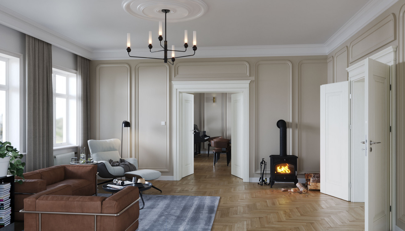 PORTA-INSPIRE, A0, Okleina Portasynchro3d, Wenge White, Ośc. PS Podwójne, Moduł Retro, klamka Fioro Srebrny