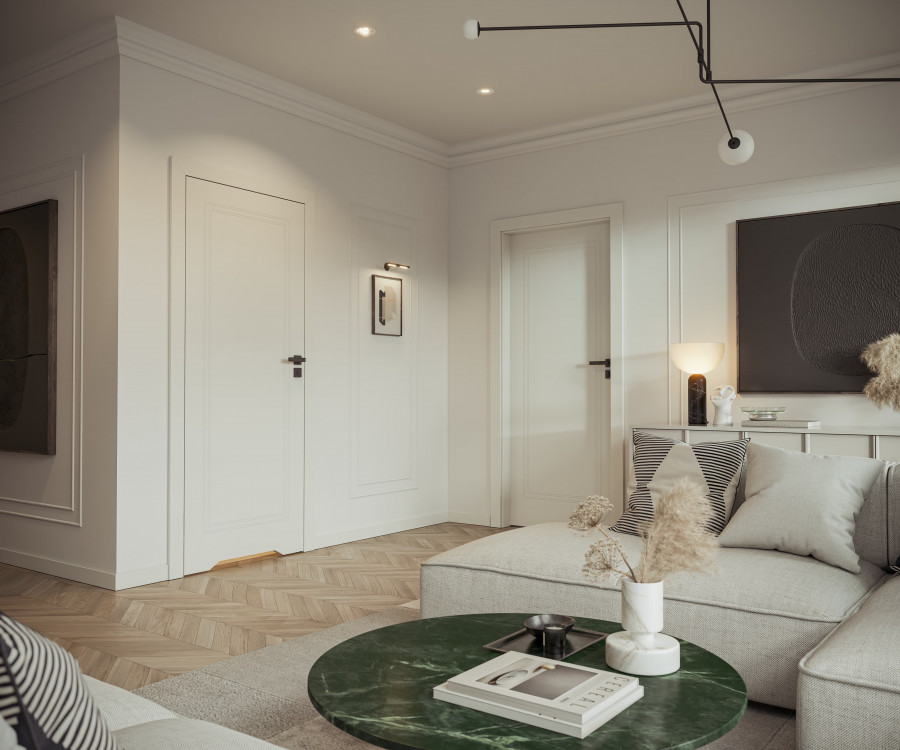 PORTA VECTOR Premium, U, Lakier Uv Premium, Biały, Ośc. PS Elegance, Klamka Eufioria Czarny