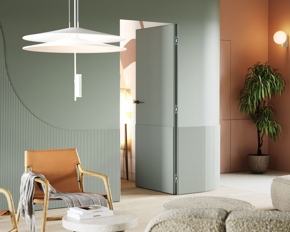 PORTA HIDE_11_Malowany_Oliwka_Odwrotna Przylga_Klamka Fioro_Gunmetal_Arn Porta_Pion