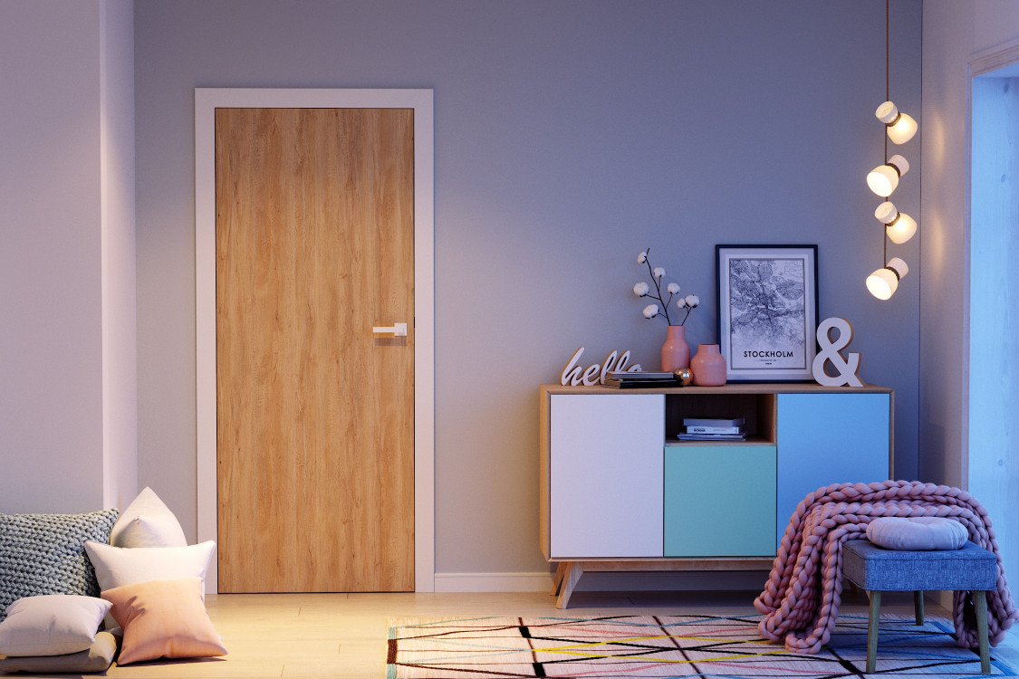 PORTA DECOR_P_Okleina Portaperfect3d_Buk Skandynawski_Ośc. PSE_Okleina Lakierowana Premium_Biały_Klamka Elegant_Biały_Arn Porta