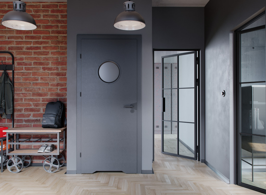 Porta CPL_Bulaj_Lamiant Cpl_Czarny_Ośc. PS_Podcięcie Wentylacyjne_klamka Oragnic_WC_Czarny_Porta LOFT STALOWE_1_Arn Porta