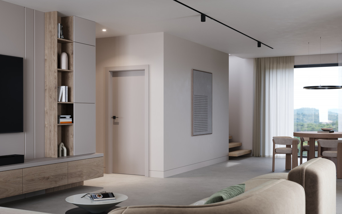 PortaCPL_11_Laminat CPL HQ Matt_Szary Piaskowy_Ośc PS Elegance_Klamka Lago Czarny_Arn_Porta_poziom_ukos