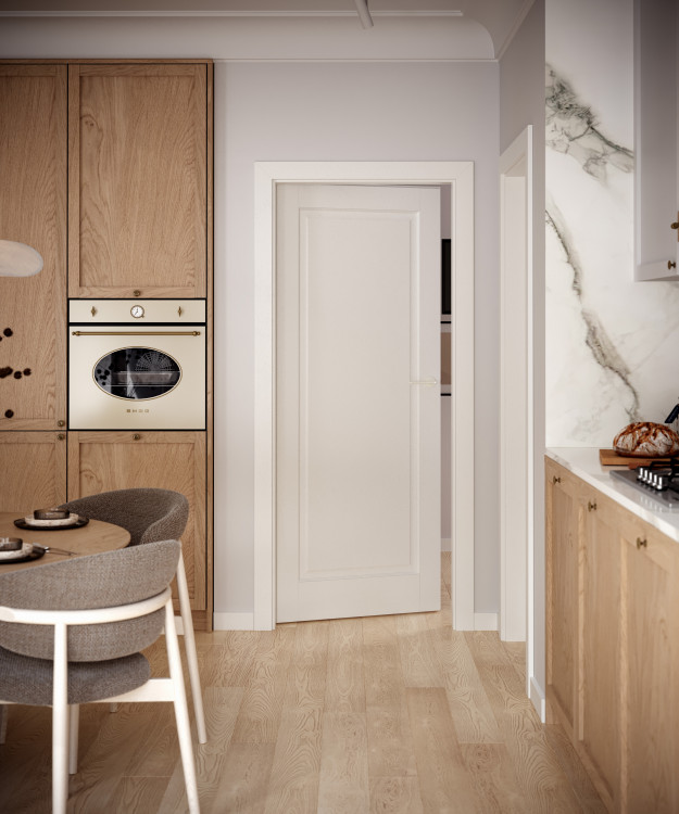 SEVILLA_Pełne_Okleina Naturalna Satin_Dąb Biały_Ośc. PS_Klamka Fioro Biały_Arn_Classic_pion