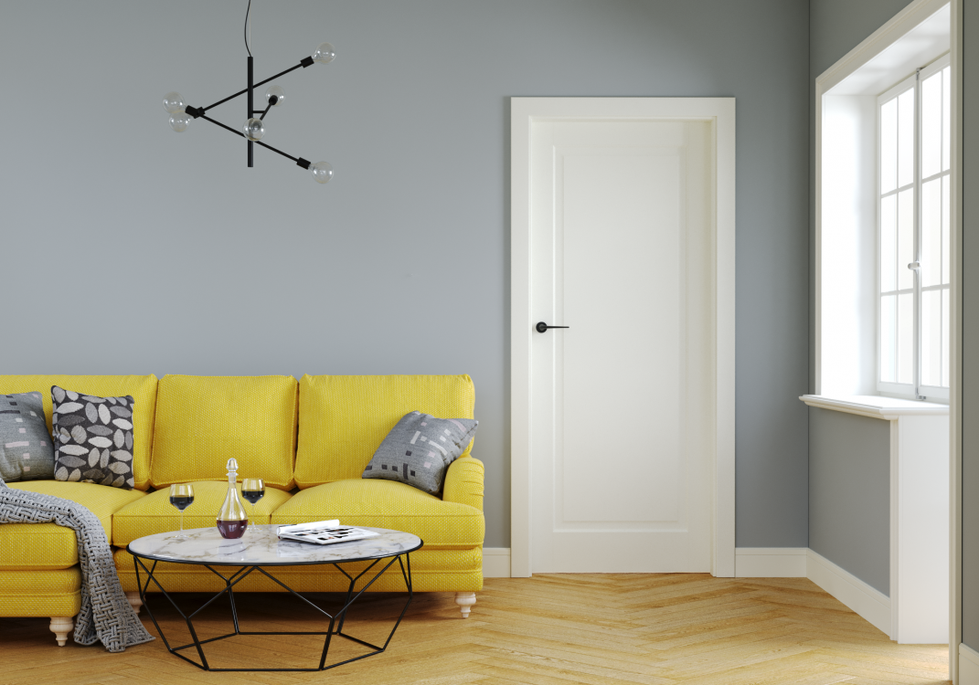 SEVILLA_Pełne_Okleina Naturalna Satin_Dąb Biały_Ośc. PS_Klamka Isa Czarny_Arn Porta