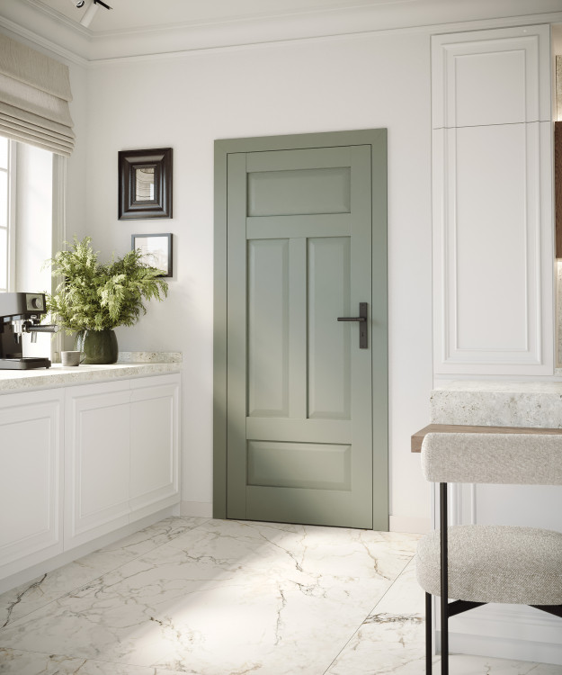 PORTA HARMONY_B0_Okleina GRUPA I_Portadecor Oliwka_Ośc. Odwrotna Przylga_klamka Lungo Czarny_Arn_Porta_Pion