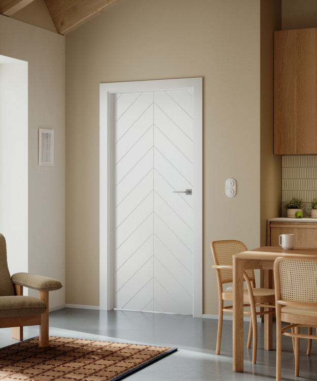 PORTA VECTOR Premium_J_Lakier UV Premium_Biały_Ośc. PS Elegance_Klamka Lago Srebrny_Arn PORTA_Rustic_Pion