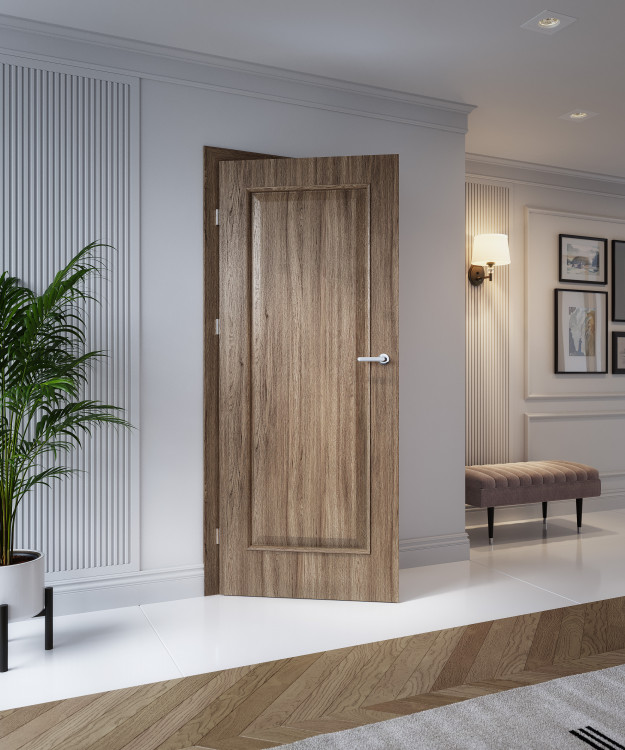 PORTA NOVA_21_Okleina_GRUPA II Portaperfect3d_Dąb Matowy Ciemny_Ośc. PS_Klamka Simplo_Srebrny_Arn_Porta_Classic_Pion