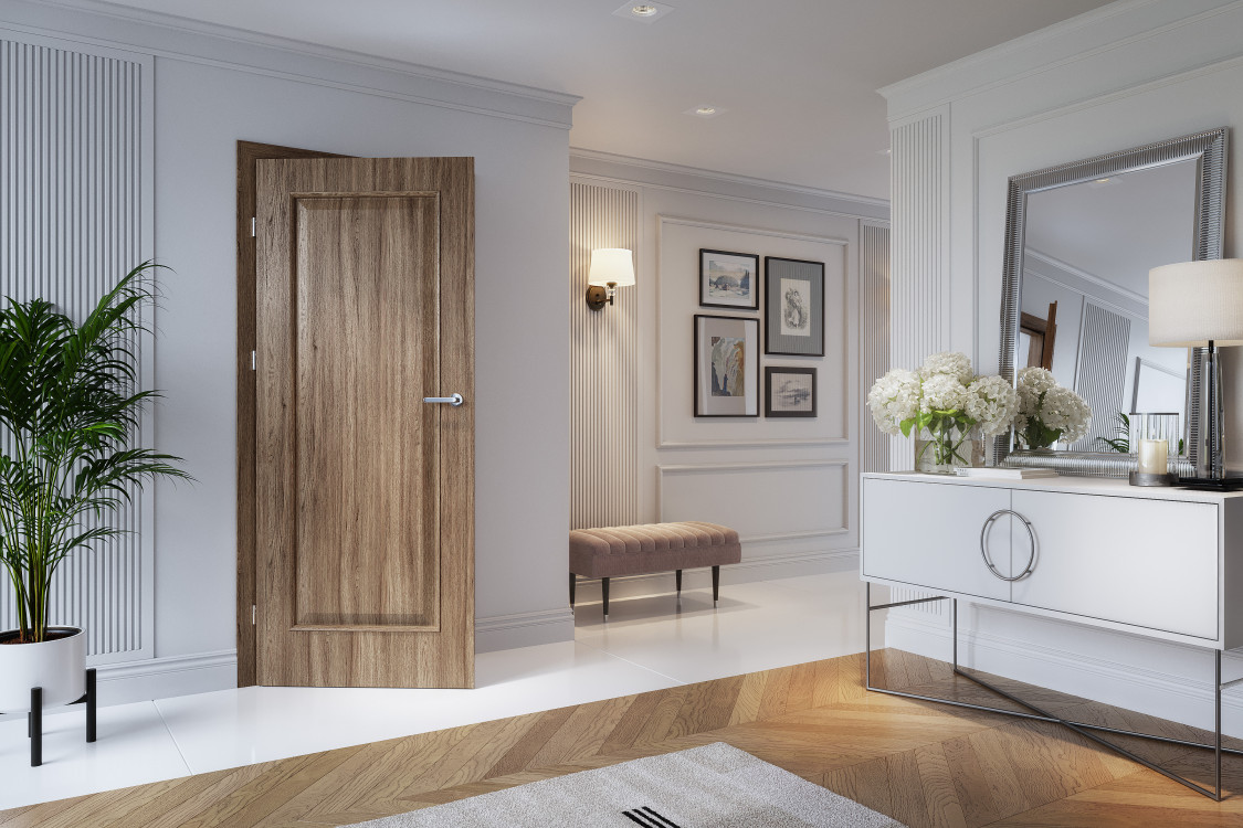 PORTA NOVA_21_Okleina_GRUPA II Portaperfect3d_Dąb Matowy Ciemny_Ośc. PS_Klamka Simplo_Srebrny_Arn_Porta_Classic_Poziom