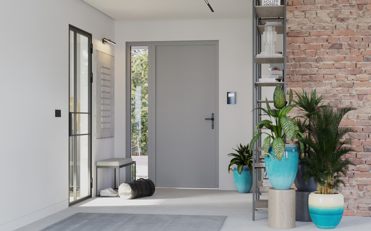 Porta THERMO_M2_220_RAL 7042_Klamka Solid Solo Czarny_Dostawka 40_Porta LOFT STALOWE_4_220_Czarny Struktura_Arn Porta_poziom